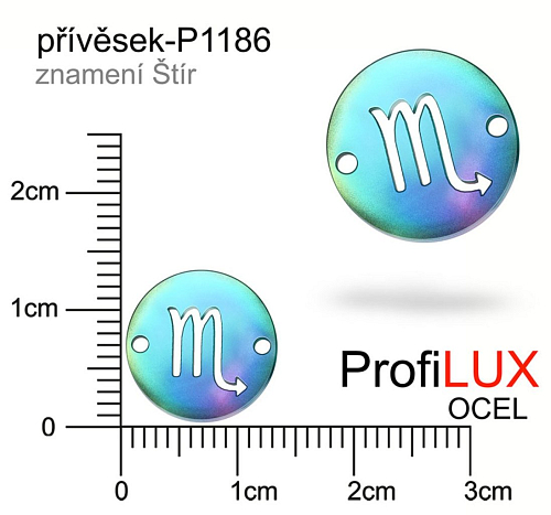 Přívěsek Chirurgická Ocel ozn-P1186 znamení Štír 2x otvor velikost pr.12mm. Barva MultiCOLOR. Řada přívěsků ProfiLUX.