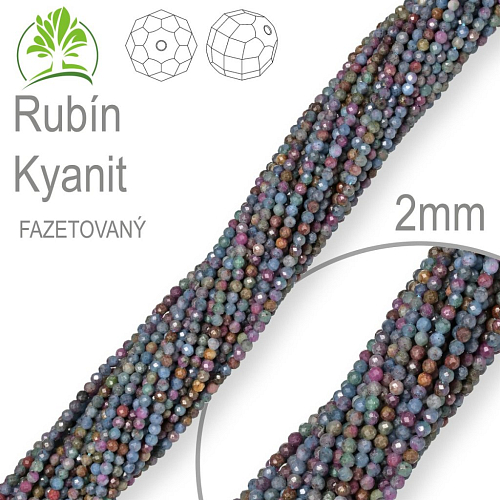 Korálky z minerálů Rubín Kyanit Fazetovaný přírodní polodrahokam. Velikost pr.2mm. Balení 150Ks.