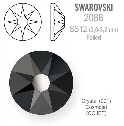 SWAROVSKI 2088 XIRIUS FOILED velikost SS12 barva Crystal Cosmojet 