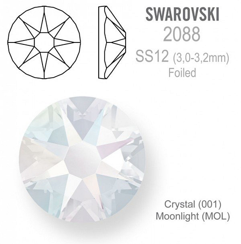 SWAROVSKI 2088 XIRIUS FOILED velikost SS12 barva Crystal Moonlight 