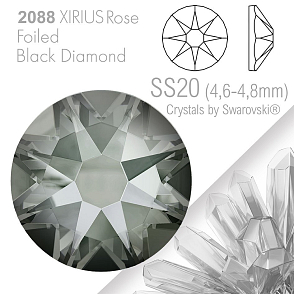 SWAROVSKI  XIRIUS Rose 2088 Foiled. Barva Black Diamond velikost SS20 (4,6-4,8mm). Balení 15Ks.