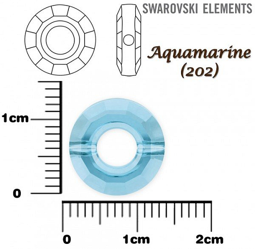 SWAROVSKI ELEMENTS RING BEAD 5139 barva AQUAMARINE (202) velikost 12,5mm.