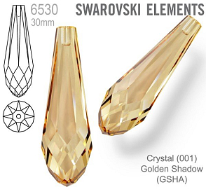 SWAROVSKI 6530 Pure Drop Pendant velikost 30mm. Barva Crystal Golden Shadow 