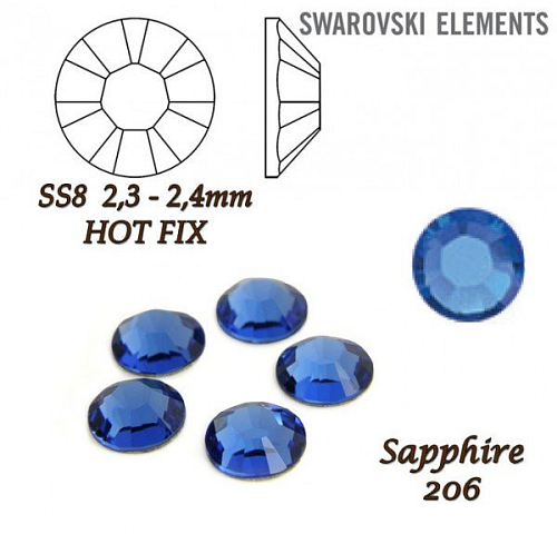 SWAROVSKI xilion rose HOT-FIX velikost SS8 barva SAPPHIRE 