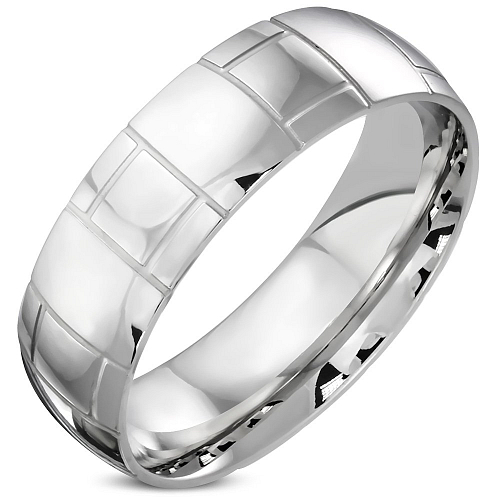 Prsten z ocele XXR 434 s jemným zdobením po celém obvodě prstenu o velikosti 9