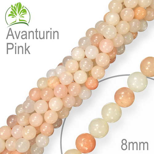 Korálky z minerálů Avanturin Pink přírodní polodrahokam. Velikost pr.8mm. Balení 10Ks.