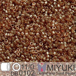 Korálky Miyuki Delica 11/0. Barva Peach Topaz Gold Luster  DB0102. Balení 5g.