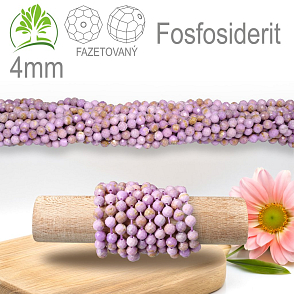 Korálky z minerálů Fosfosiderit Fazetovaný přírodní polodrahokam. Velikost pr.4mm. Balení 95Ks
