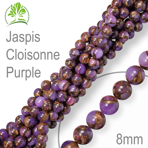 Korálky z minerálů Jaspis Cloisonne Purple přírodní polodrahokam. Velikost pr.8mm. Balení 10Ks.