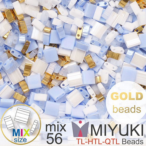 Korálky MIYUKI směs tvar TL-HTL-QTL BEADS . Barva MIX 56 Baby Blue . Balení 5g.