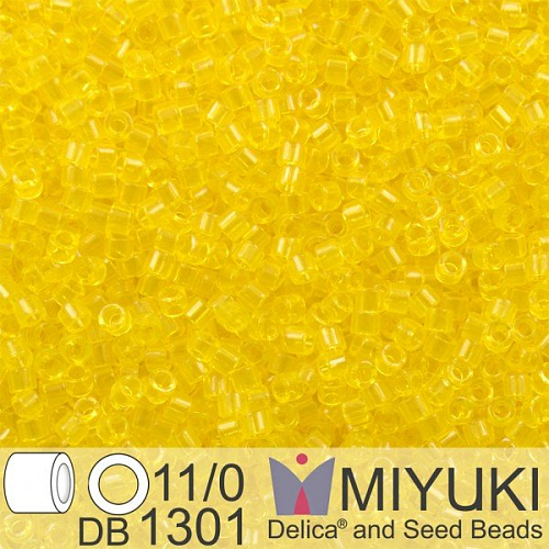 Korálky Miyuki Delica 11/0. Barva Dyed Tr Yellow AB DB1301. Balení 5g.