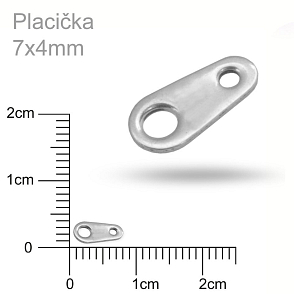 Placička  pro karabinku. Velikost 7x4mm. Barva platina.