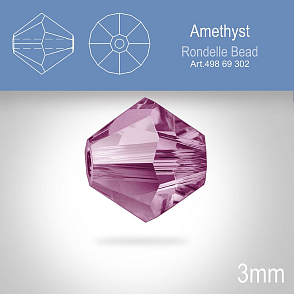 PRECIOSA Bicone (sluníčko) velikost 3mm. Barva AMETHYST. Balení 40ks