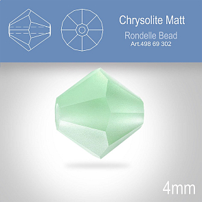 PRECIOSA Bicone MC BEAD (sluníčko) velikost 4mm. Barva CHRYSOLITE MATT. Balení 30ks .