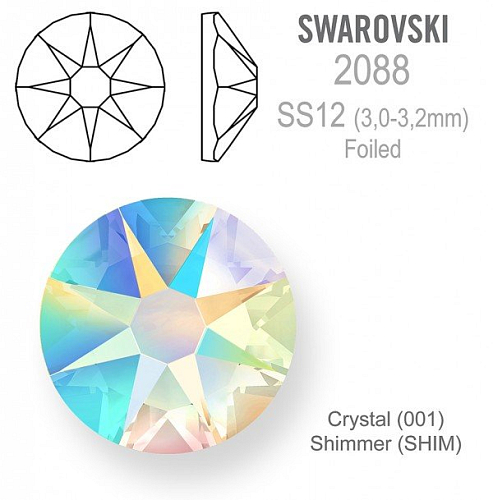SWAROVSKI 2088 XIRIUS FOILED velikost SS12 barva Crystal Shimmer 