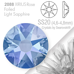 SWAROVSKI  XIRIUS Rose 2088 Foiled. Barva Light Sapphire velikost SS20 (4,6-4,8mm). Balení 15Ks.
