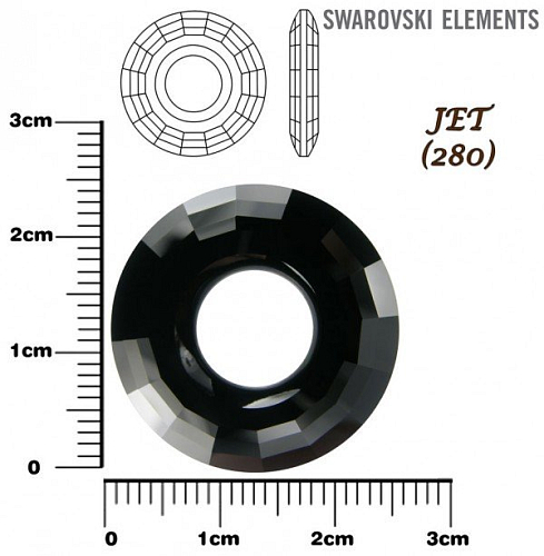 SWAROVSKI Disk Pendant 6039 barva JET velikost 25mm.