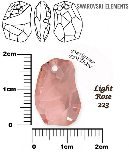 SWAROVSKI Divine Rock Pendant 6191 barva Light ROSE velikost 19mm.