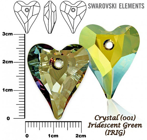 SWAROVSKI Wild Heart Pendant barva Crystal Iridescent Green velikost 27mm. 