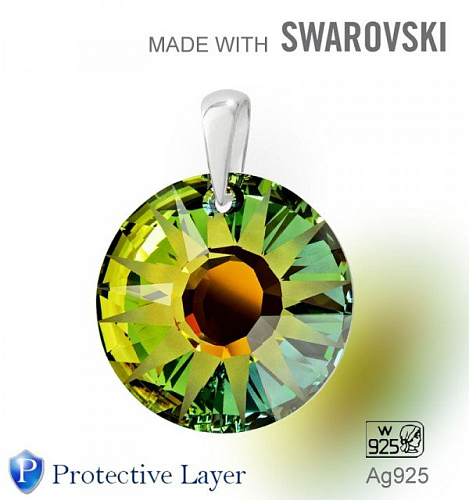 Přívěsek Made with Swarovski 6724 Crystal (001) Sahara (SAH)P 19mm+šlupna Ag925