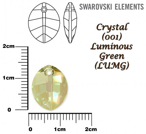 SWAROVSKI Pure Leaf Pendant 6734 barva CRYSTAL LUMINOUS GREEN velikost 14mm.