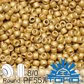 Korálky TOHO tvar ROUND (kulaté). Velikost 8/0. Barva č. PF557F-Permanent Finish - Matte Galvanized Starlight. Balení 10g.