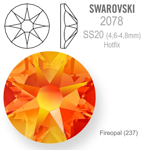 SWAROVSKI xirius rose HOTFIX 2078 velikost SS20 barva Fireopal (237)