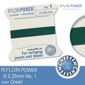 NYLON Power velmi pevná nit GRIFFIN síla nitě 0,35mm barva Green