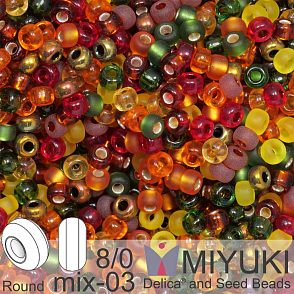 Korálky Miyuki Round 8/0. Barva MIX 03 Mix Autumn. Balení 5g