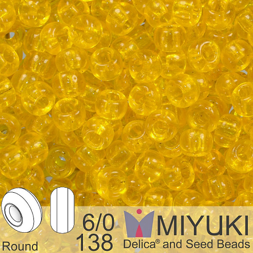 Korálky Miyuki Round 6/0. Barva 136 Tr Yellow. Balení 5g