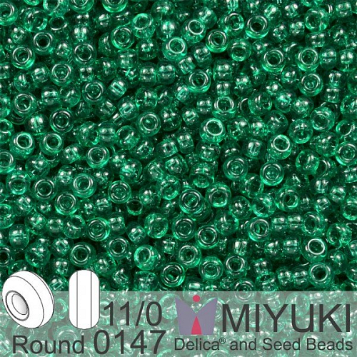 Korálky Miyuki Round 11/0. Barva 0147 Tr Emerald . Balení 5g.