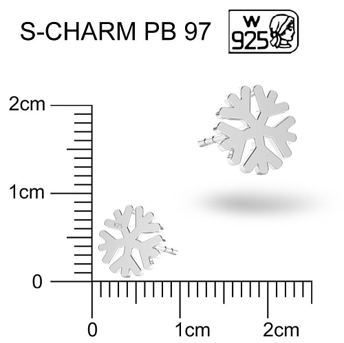 NÁUŠNICE puzeta VLOČKA  8mm ozn. S-CHARM PB 97. Materiál STŘÍBRO AG925.váha 0,23g.