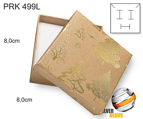 Krabička na šperky. Materiál papír . Ozn. PRK 499L. Velikost 8x8cm. Barva Přírodní a zlatý vánoční motiv.