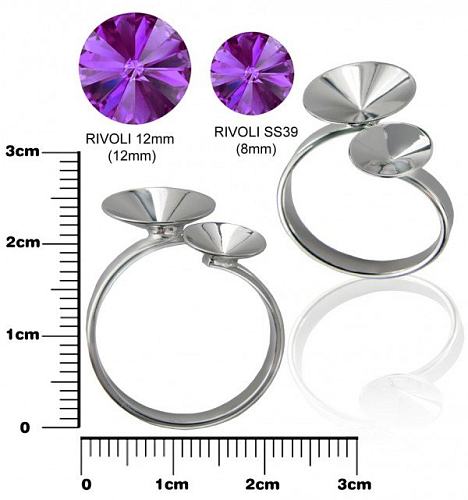 Prsten na RIVOLKY dvojitý pr.12mm a 8mm. Barva rhodium.