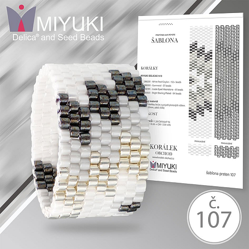 Rukodělná korálková stavebnice MIYUKI. Stavebnice prstenu Native American style no. P107
