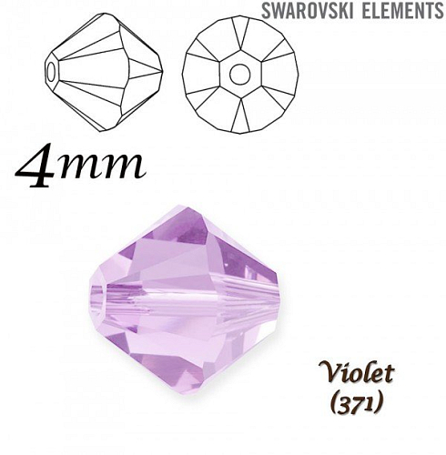 SWAROVSKI XILION BEAD 5328 barva VIOLET velikost 4mm. Balení 20Ks