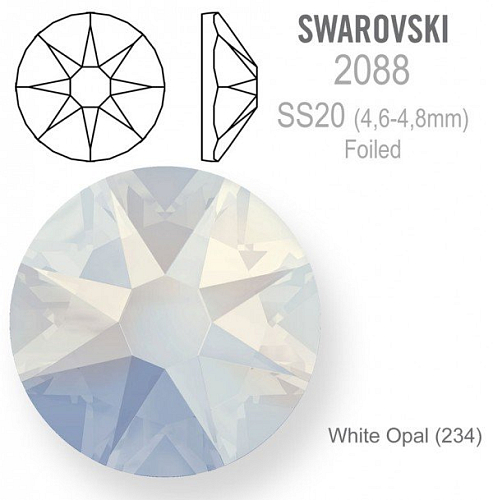 SWAROVSKI ELEMENTS FOILED velikost SS20 barva WHITE OPAL. Balení 15Ks.