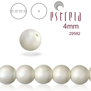 VOSKOVANÉ korále tvar kulatý. Velikost 4mm. Barva 29582 (matná bílá). Balení 31ks na návleku. 