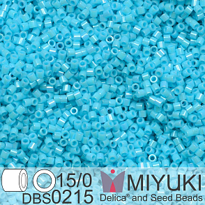 Korálky Miyuki Delica 15/0. Barva DBS 0215 Opaque Turquoise Blue Luster. Balení 2g.
