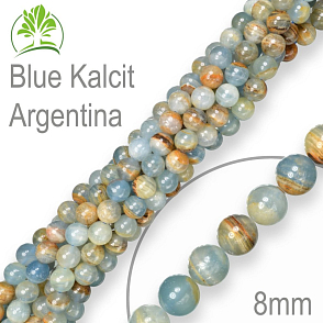 Korálky z minerálů Blue Kalcit Argentina přírodní polodrahokam. Velikost pr.8mm. Balení 10Ks