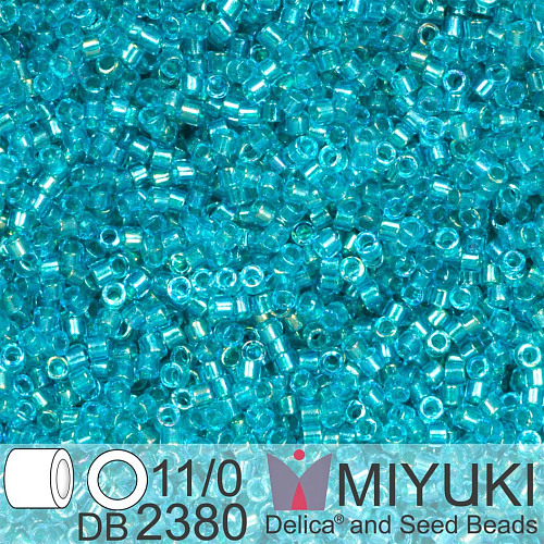 Korálky Miyuki Delica 11/0. Barva Inside Dyed Teal DB2380. Balení 5g