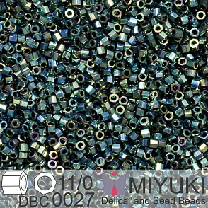 Korálky Miyuki Delica (fazetované) 11/0. Barva Metallic Dark Green Iris Cut DBC0027. Balení 5g.