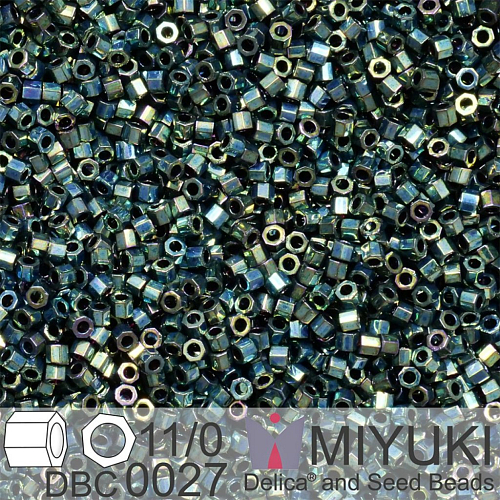 Korálky Miyuki Delica (fazetované) 11/0. Barva Metallic Dark Green Iris Cut DBC0027. Balení 5g.