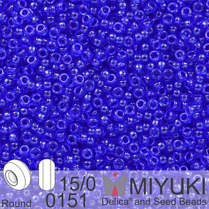 Korálky Miyuki Round 15/0. Barva 0151 Tr Cobalt. Balení 5g. 