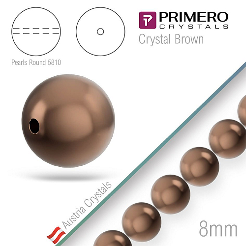 Korálky PRIMERO Crystals 5810. Barva Crystal Brown. Velikost 8mm
