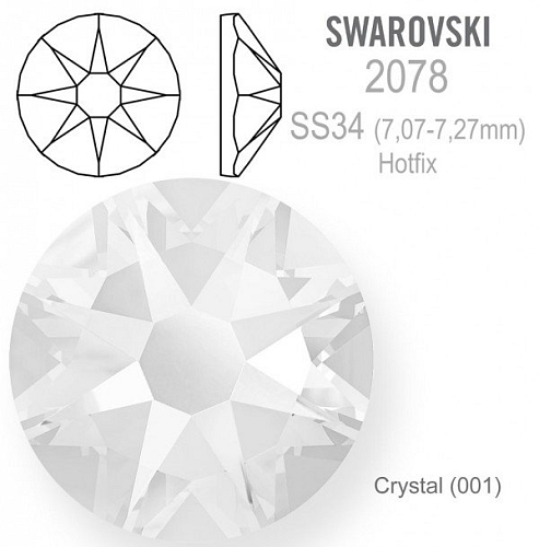 SWAROVSKI xirius rose HOTFIX velikost SS34 barva CRYSTAL 