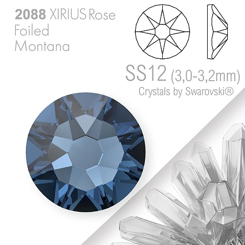 SWAROVSKI  XIRIUS Rose 2088 Foiled. Barva Montana velikost SS12 (3,0-3,2mm). Balení 30Ks.