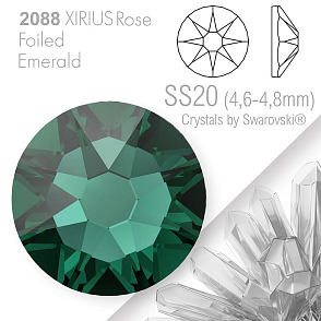 SWAROVSKI  XIRIUS Rose 2088 Foiled. Barva Emerald velikost SS20 (4,6-4,8mm). Balení 15Ks.