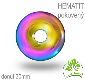 Kámen HEMATIT pokovený donut-o pr. 30mm tl.4,5mm.