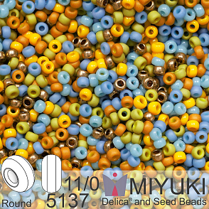 Korálky Miyuki Round 11/0. Barva Sunflower Mix 5137. Balení 5g.
